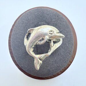 VTG Sterling Silver 925 Dolphin Design Openwork Statement Ring Size 6.5